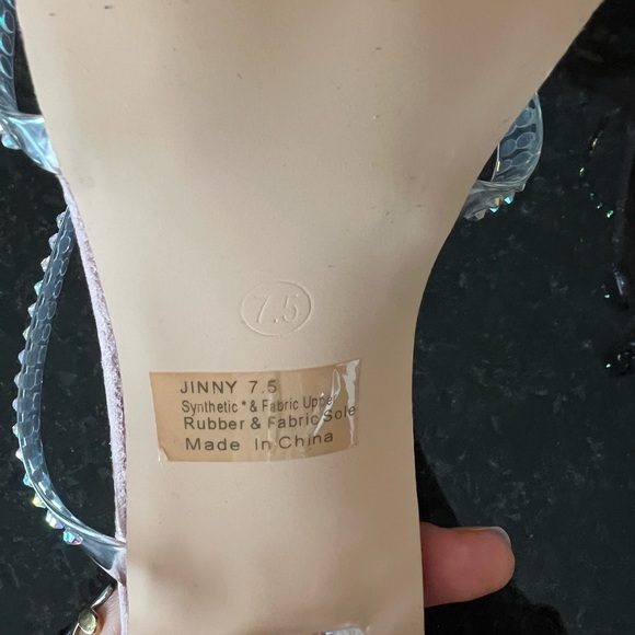 BRAND NEW - Fashion Nova Pink Heels with Clear Heel & Rhinestones - Picture 4 of 6